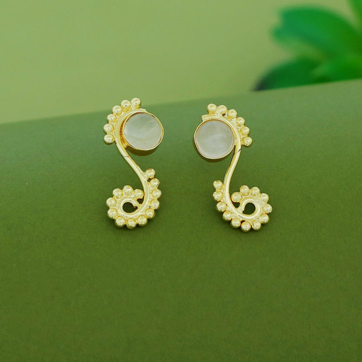 Janan Golden Ball Circle Natural Stone Earring