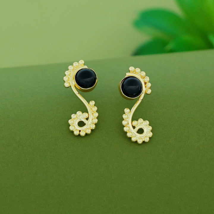 Janan Golden Ball Circle Natural Stone Earring