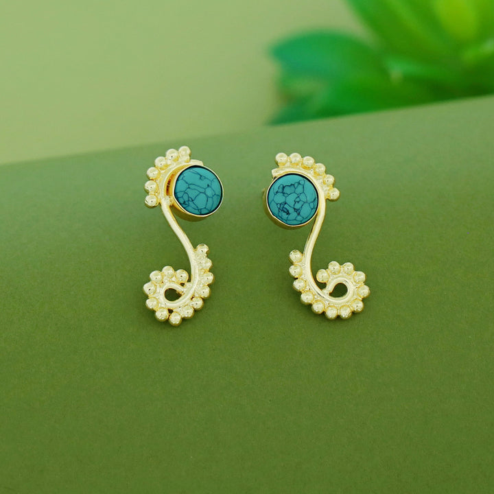 Janan Golden Ball Circle Natural Stone Earring