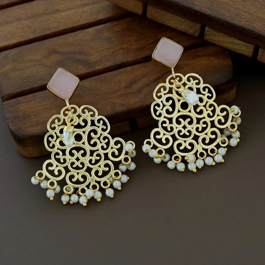 Golden Niralika Pearl Baroque + Glossy Stone Earring