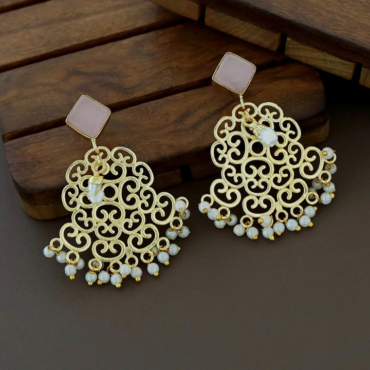 Golden Niralika Pearl Baroque + Glossy Stone Earring