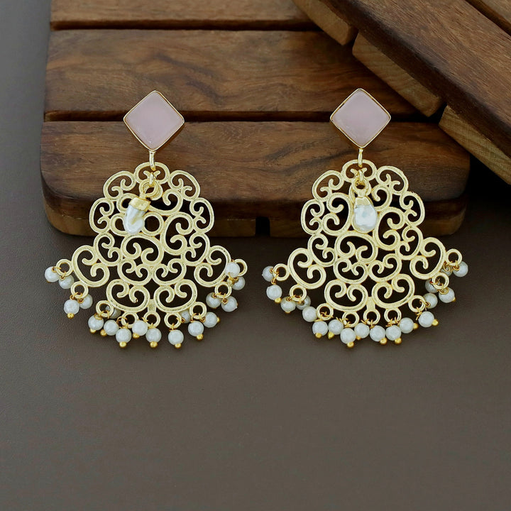 Golden Niralika Pearl Baroque + Glossy Stone Earring
