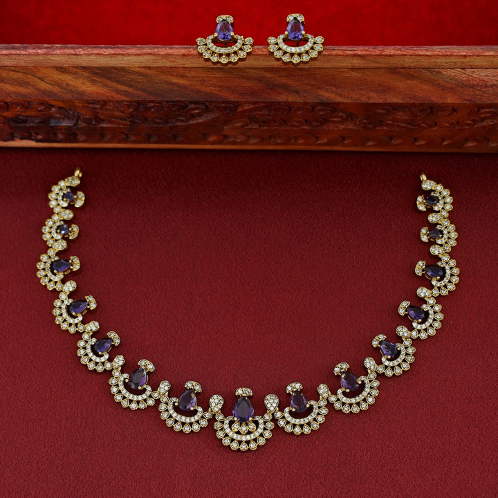Dhanyasri AD Stone Neckpiece With Stud
