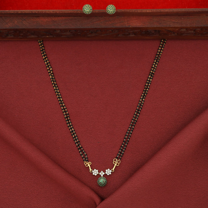 Dayanita Tri Flower AD Stone Circle Mangalsutra With Stud