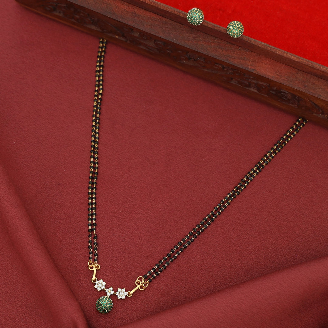 Dayanita Tri Flower AD Stone Circle Mangalsutra With Stud