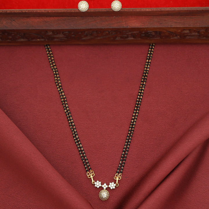 Dayanita Tri Flower AD Stone Circle Mangalsutra With Stud