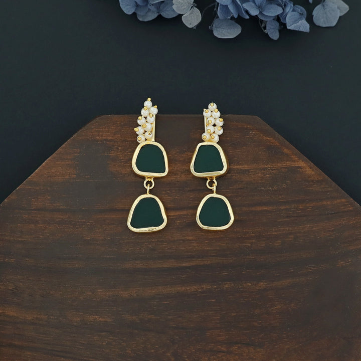 Dual Raw Stone + Pearl Earring