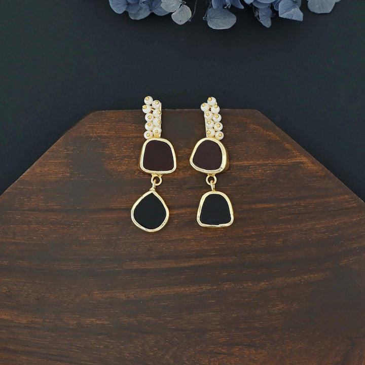 Dual Raw Stone + Pearl Earring