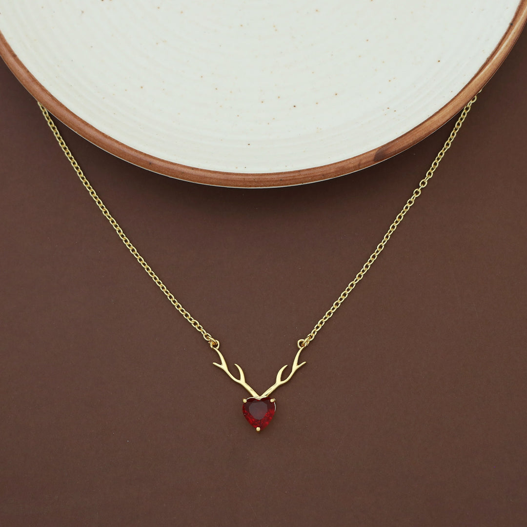 Ekansha Glossy Heart Deer Horn Neckpiece