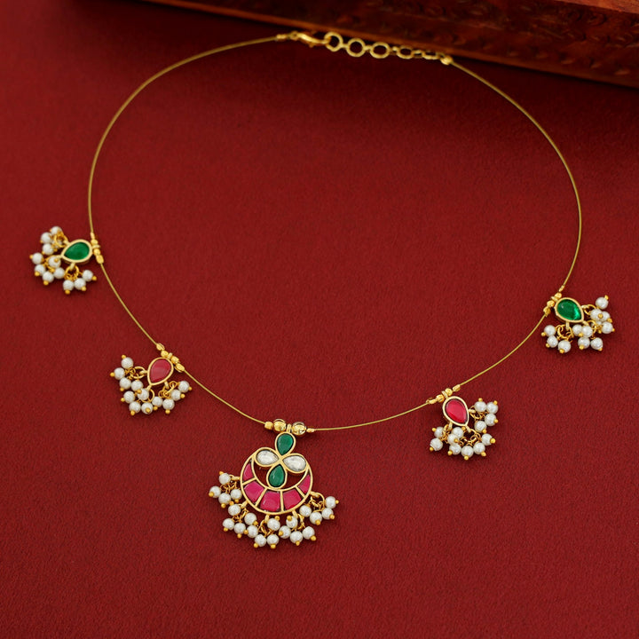 Arushi Jadau kundan Flower Pearl String Neckpiece