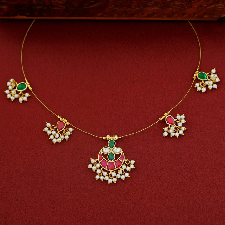 Arushi Jadau kundan Flower Pearl String Neckpiece