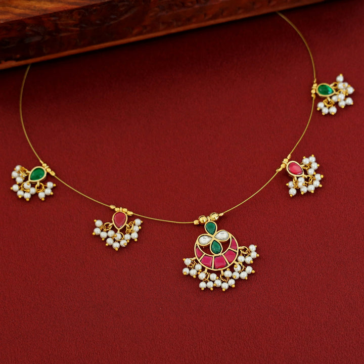 Arushi Jadau kundan Flower Pearl String Neckpiece
