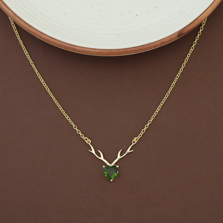 Ekansha Glossy Heart Deer Horn Neckpiece