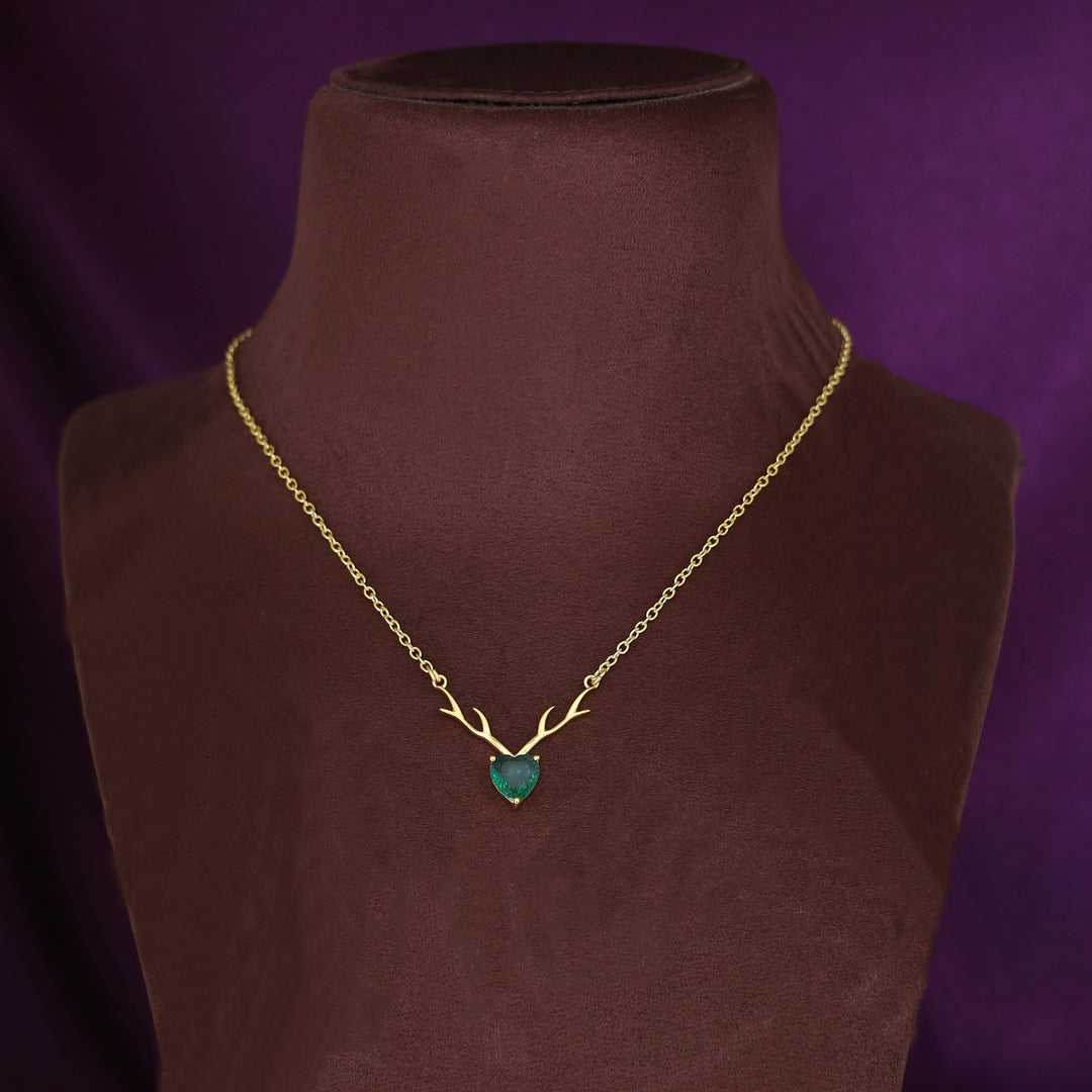 Ekansha Glossy Heart Deer Horn Neckpiece