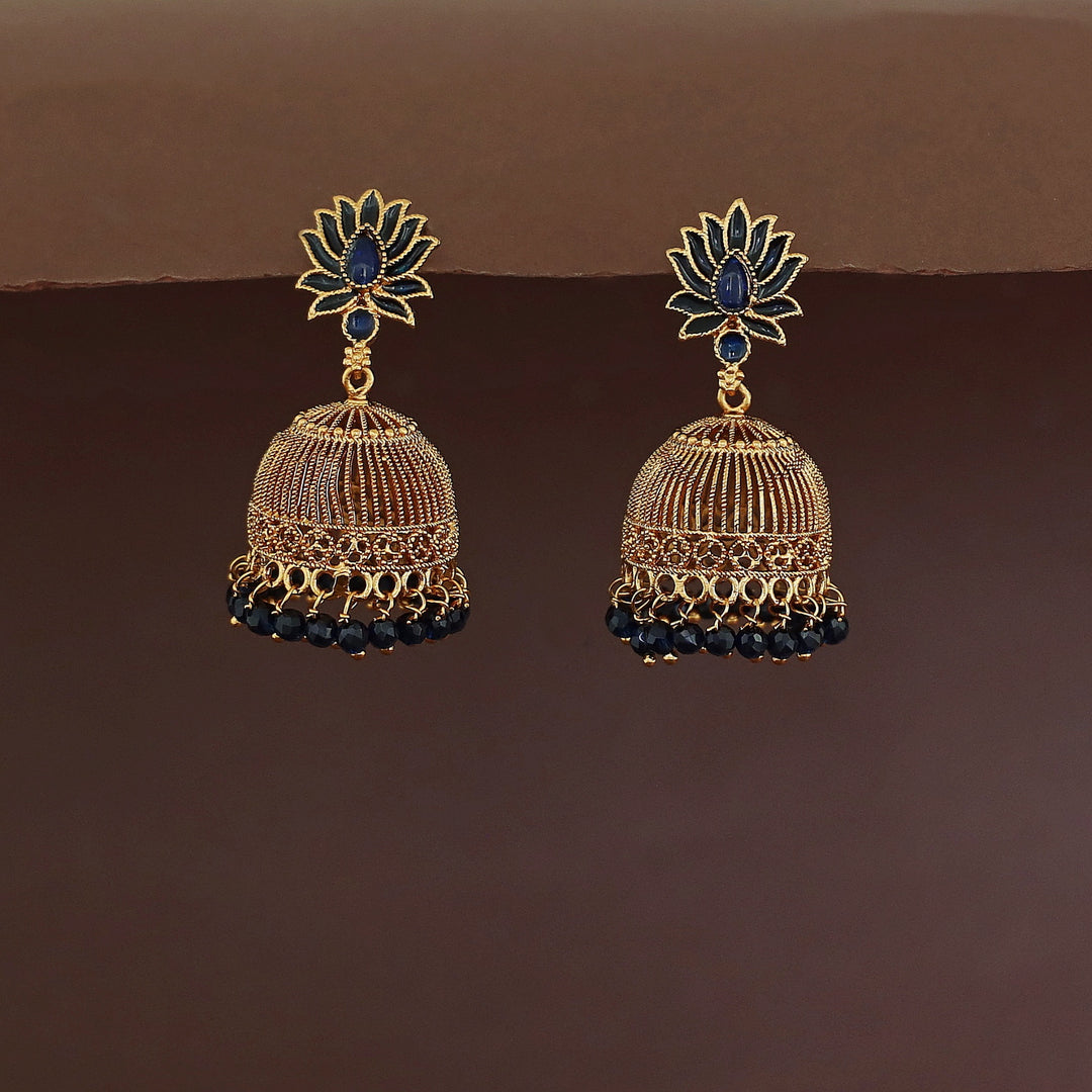 Abheri Lotus Beaded Jhumka