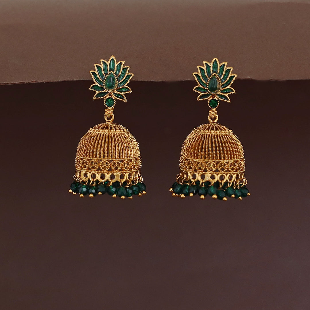 Abheri Lotus Beaded Jhumka