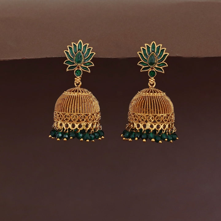 Abheri Lotus Beaded Jhumka