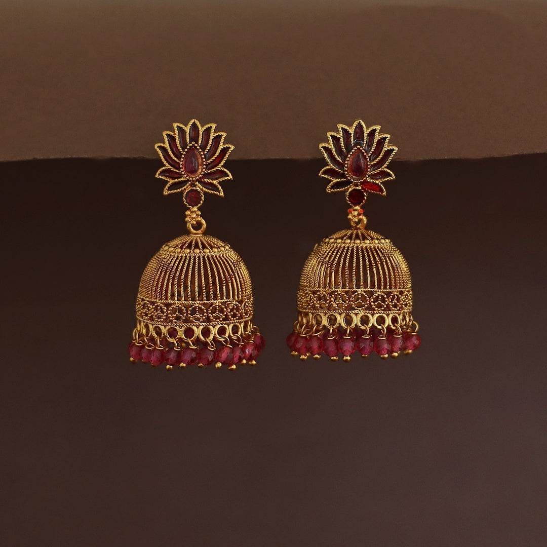 Abheri Lotus Beaded Jhumka
