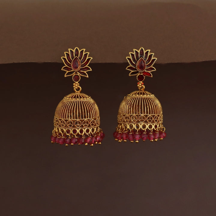 Abheri Lotus Beaded Jhumka