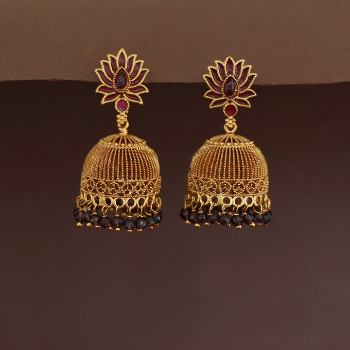 Abheri Lotus Beaded Jhumka