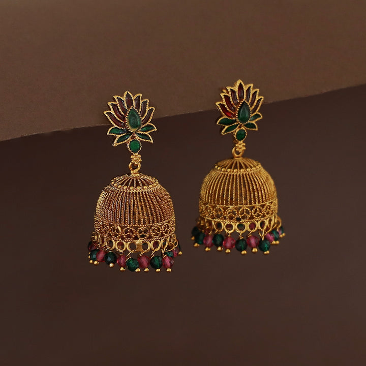 Abheri Lotus Beaded Jhumka