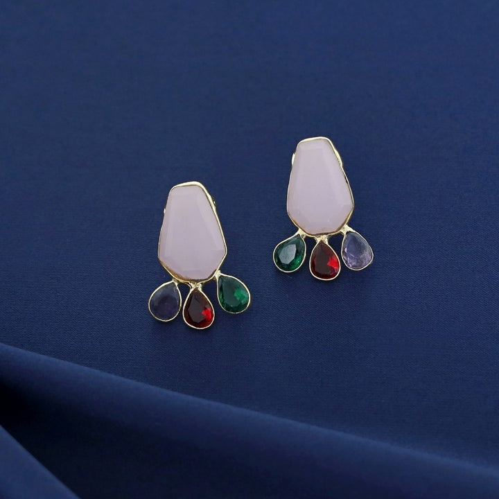 Nathalie Golden Hexagon + Drop Glossy Earring