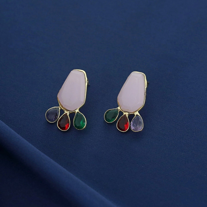 Nathalie Golden Hexagon + Drop Glossy Earring