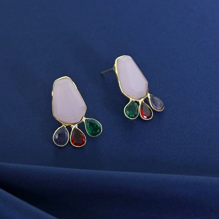Nathalie Golden Hexagon + Drop Glossy Earring