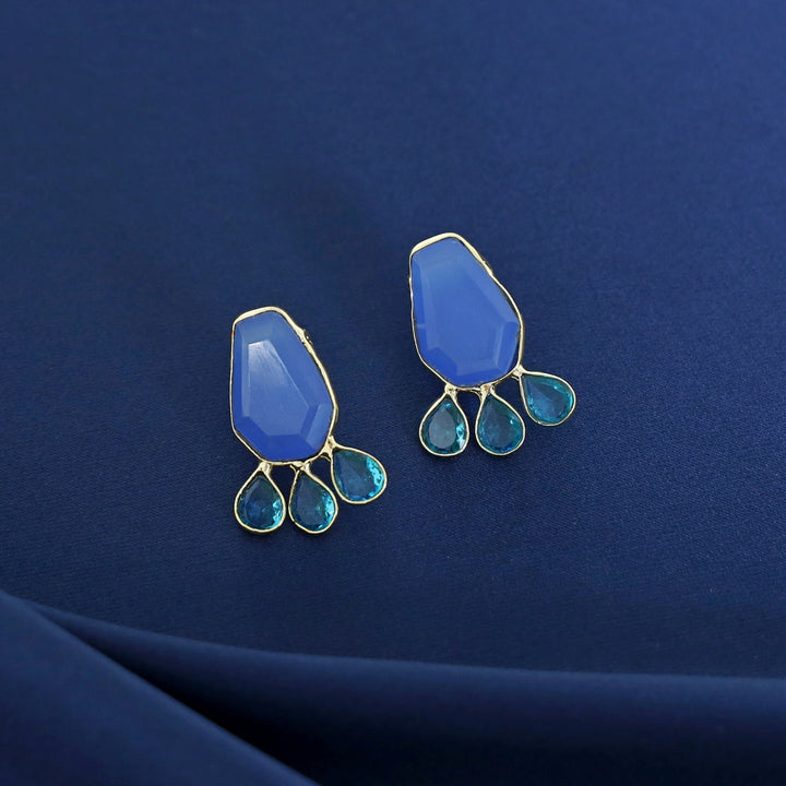 Nathalie Golden Hexagon + Drop Glossy Earring