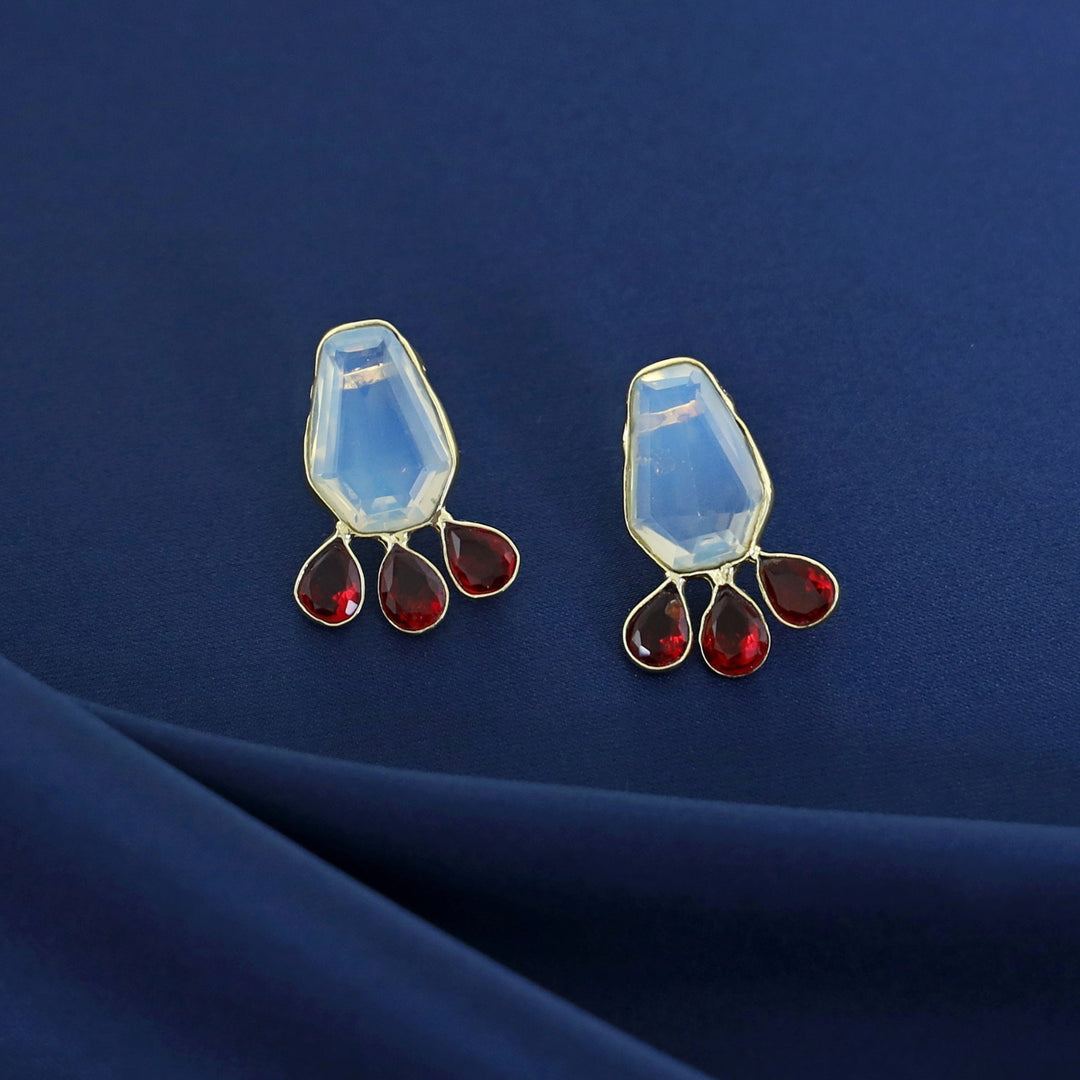 Nathalie Golden Hexagon + Drop Glossy Earring