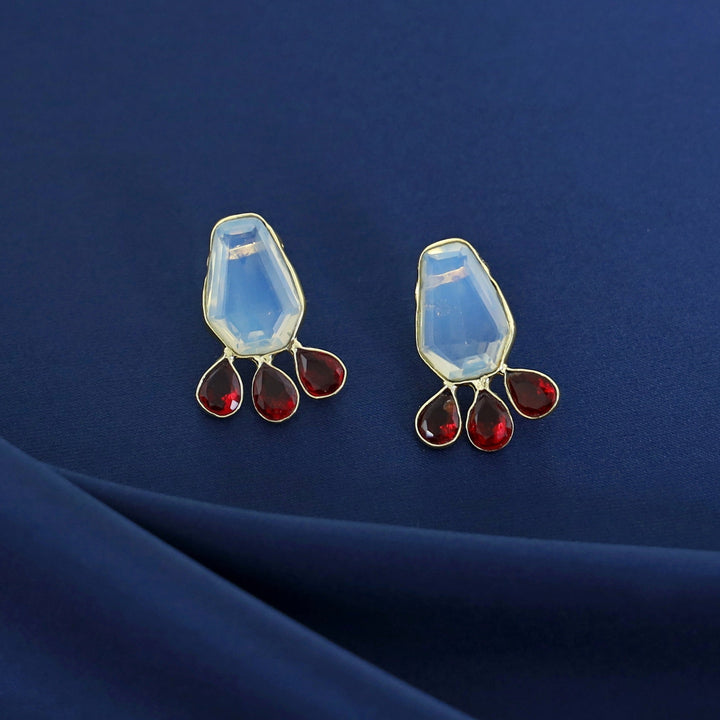 Nathalie Golden Hexagon + Drop Glossy Earring
