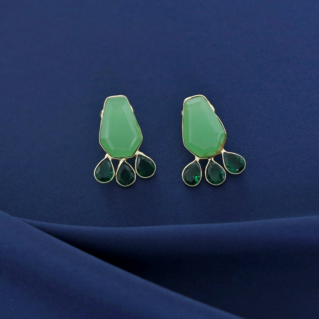 Nathalie Golden Hexagon + Drop Glossy Earring