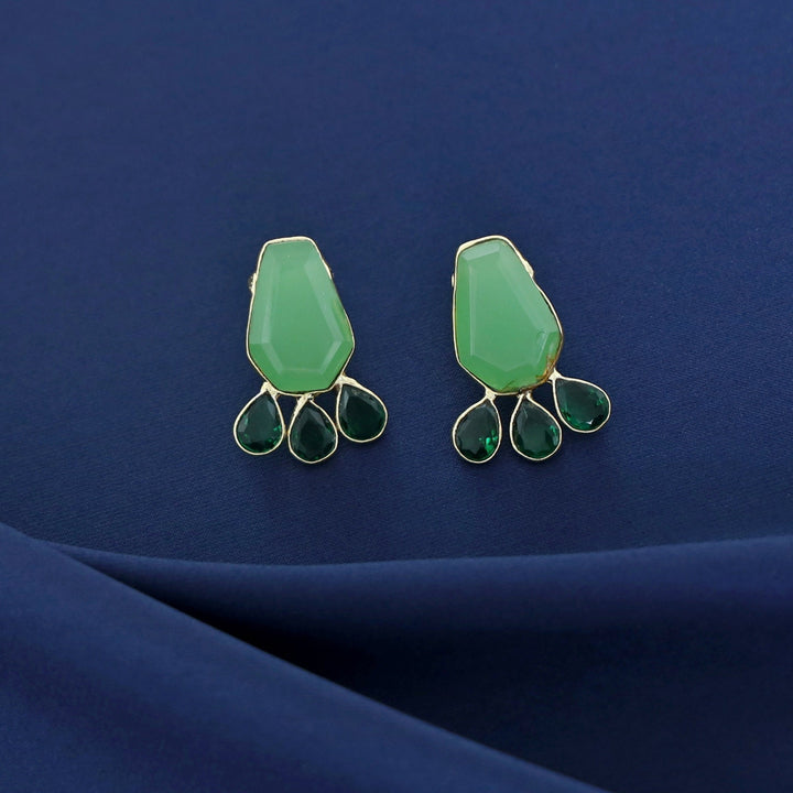 Nathalie Golden Hexagon + Drop Glossy Earring