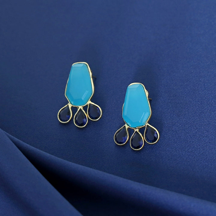 Nathalie Golden Hexagon + Drop Glossy Earring