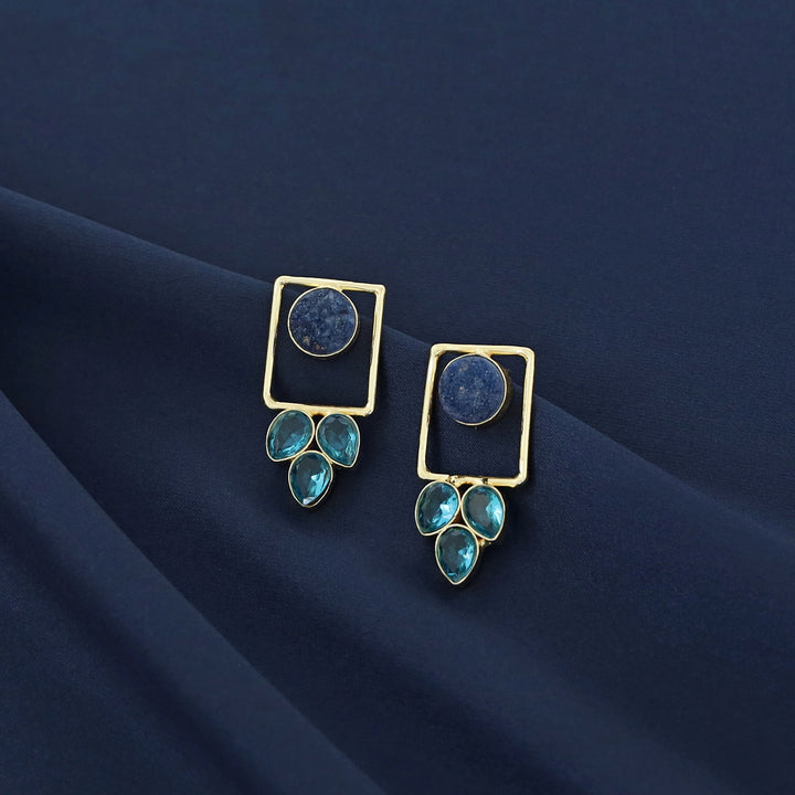 Tri Leaf Druzy Rectangle Earring