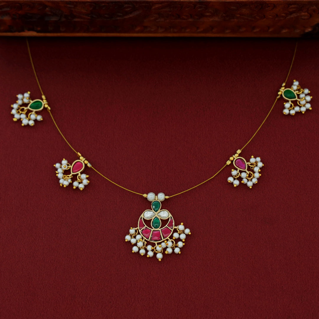 Arushi Jadau kundan Flower Pearl String Neckpiece