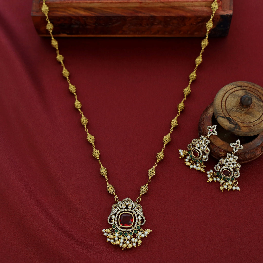 Akshita Gaja AD Stone Neckpiece With Earring