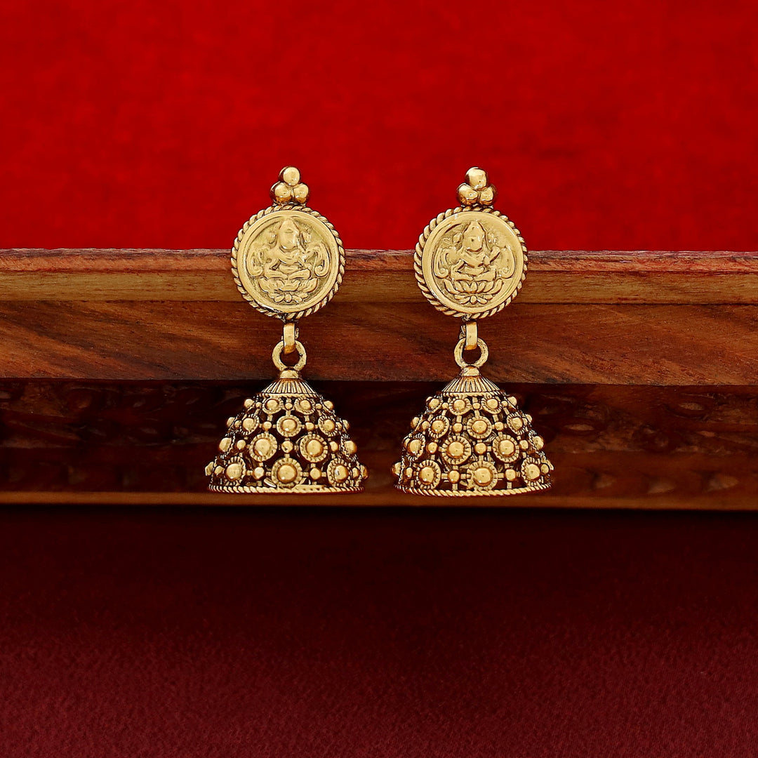 Two Layer Golden Ball Kashi Lakshmi Neckpiece With Earring