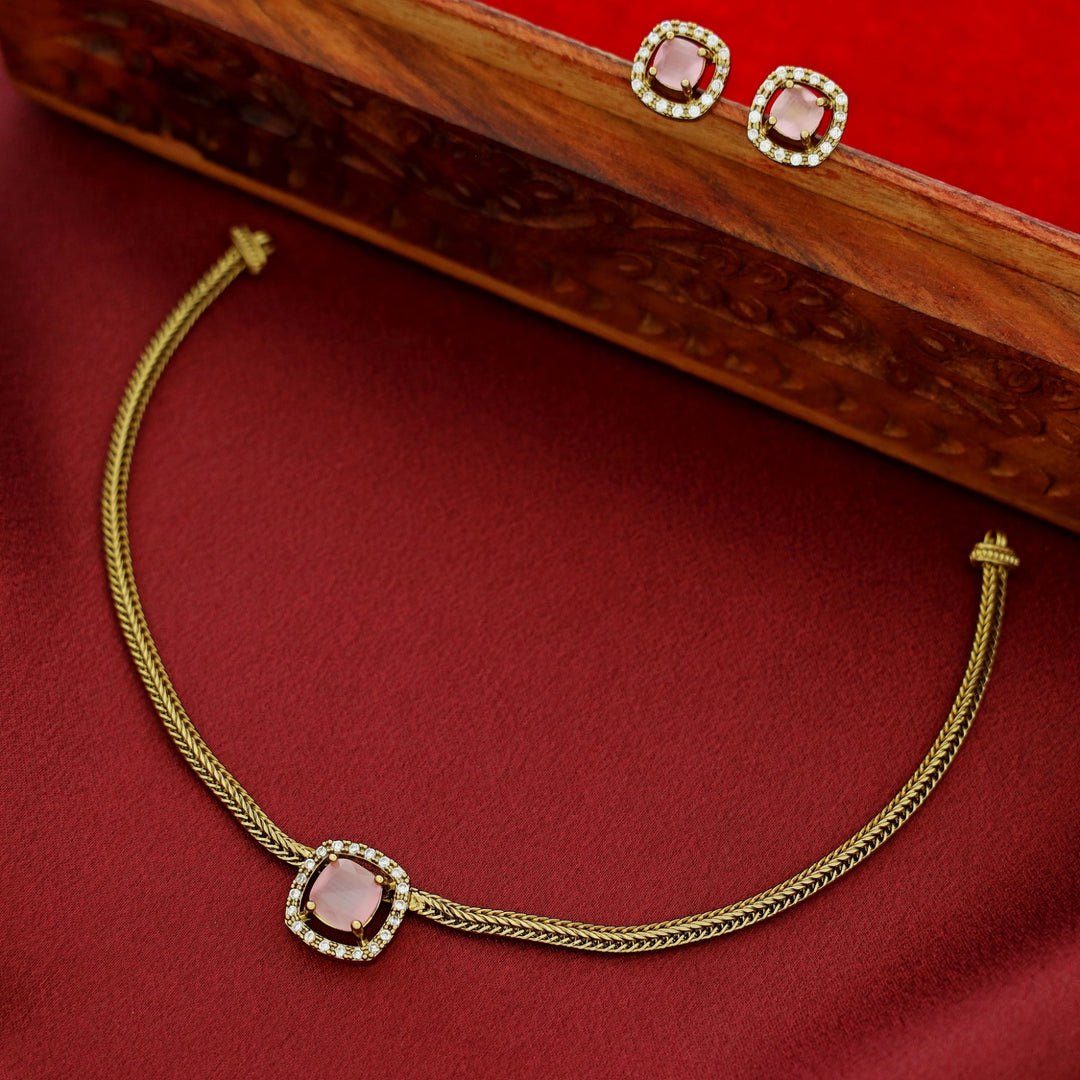 Laasya Curvy Square Choker With Stud