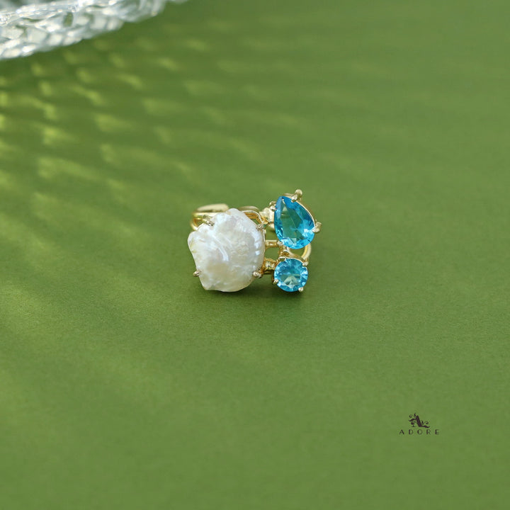 Golden 3 Layer Baroque + Glossy Claw Ring