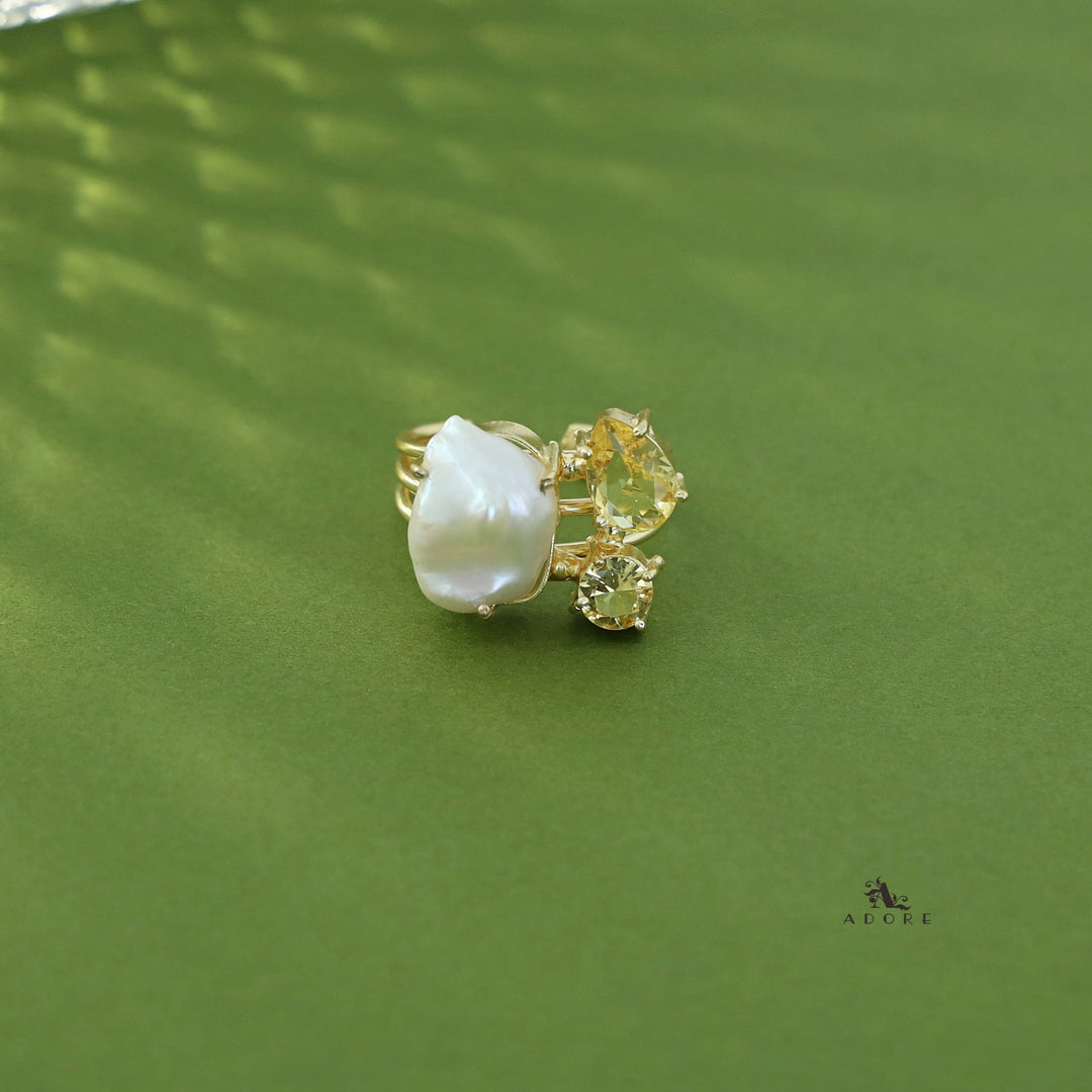 Golden 3 Layer Baroque + Glossy Claw Ring