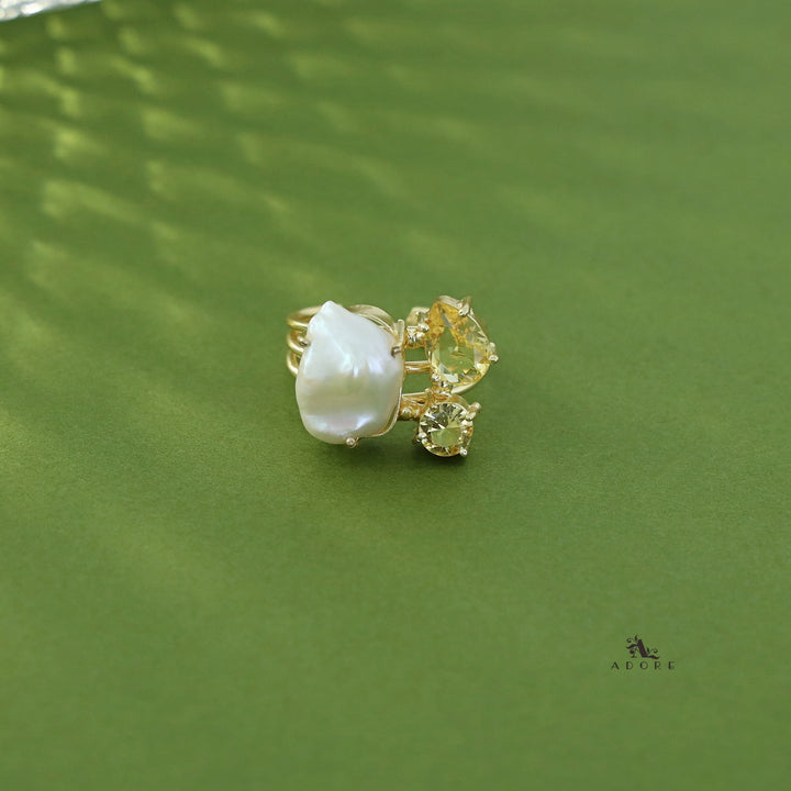 Golden 3 Layer Baroque + Glossy Claw Ring