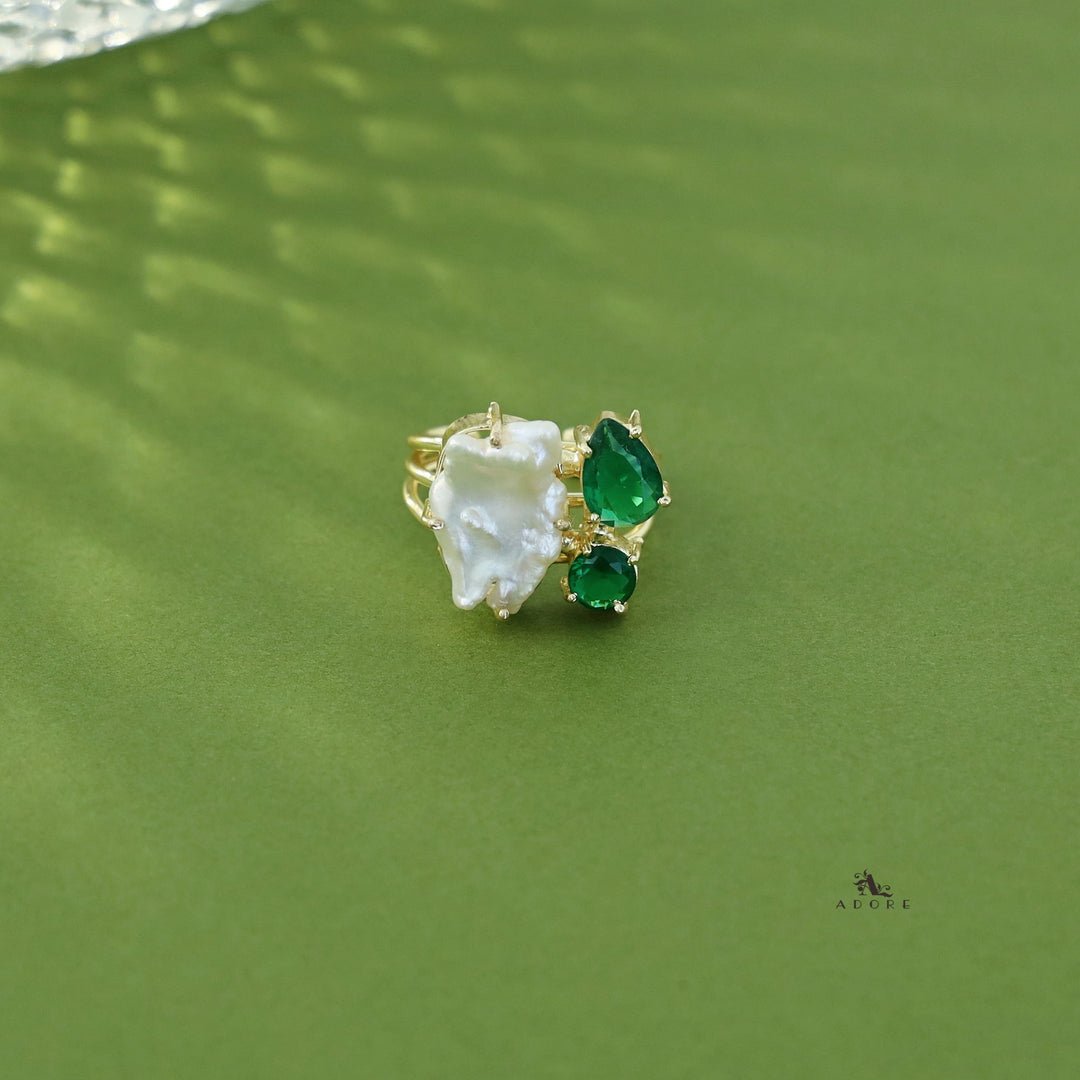 Golden 3 Layer Baroque + Glossy Claw Ring