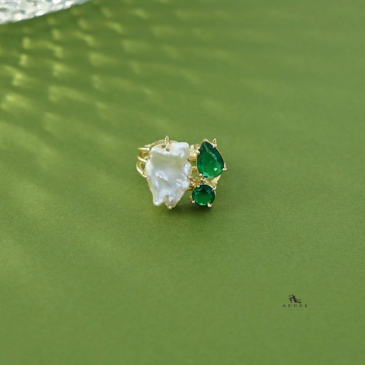 Golden 3 Layer Baroque + Glossy Claw Ring