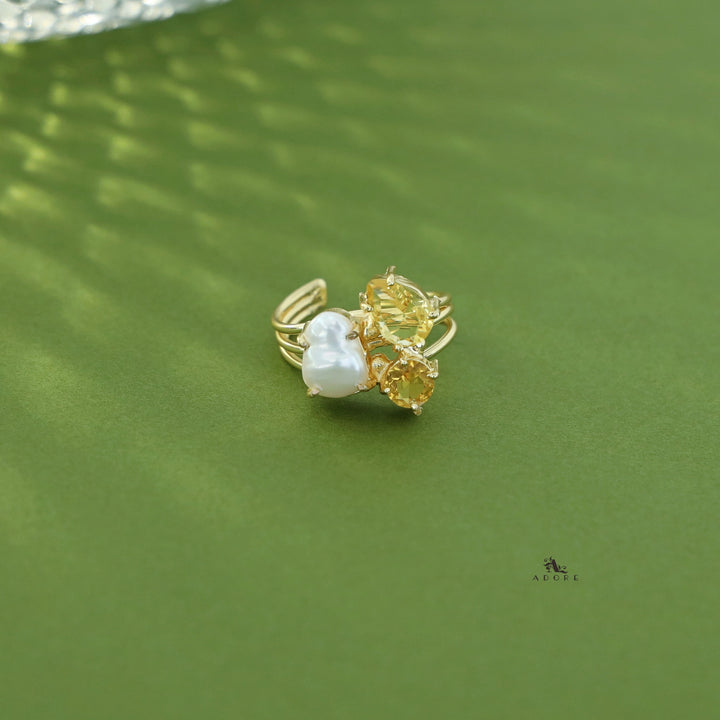 Golden 3 Layer Baroque + Glossy Claw Ring