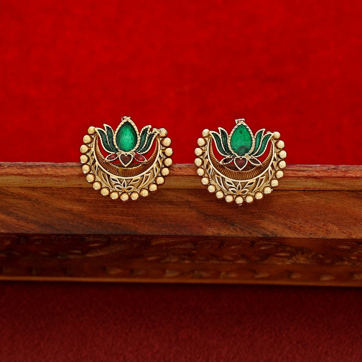 Tanisha Half Moon Lotus Kashi Choker With Earring