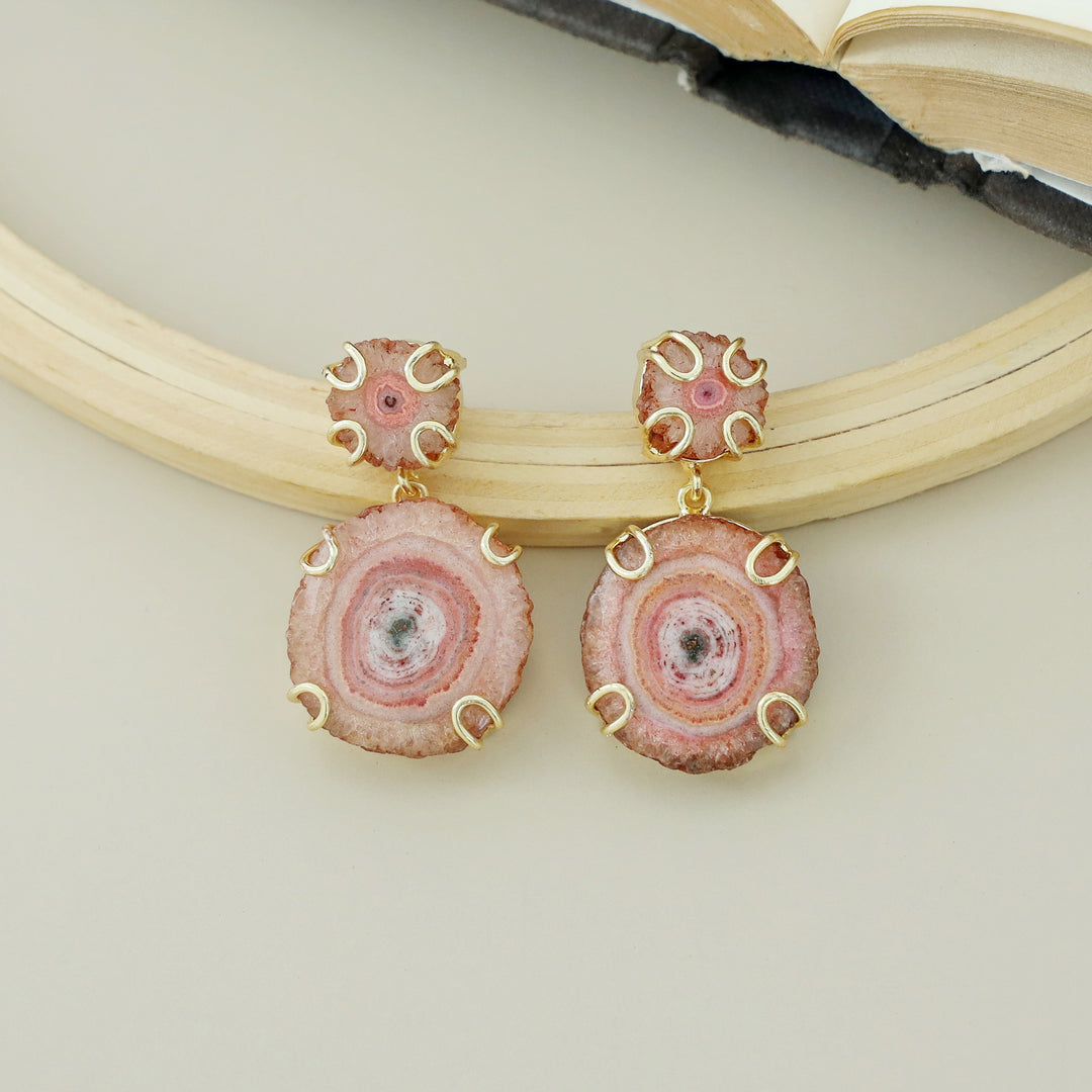 Carmilina 2 Layer Solar Agate Earring