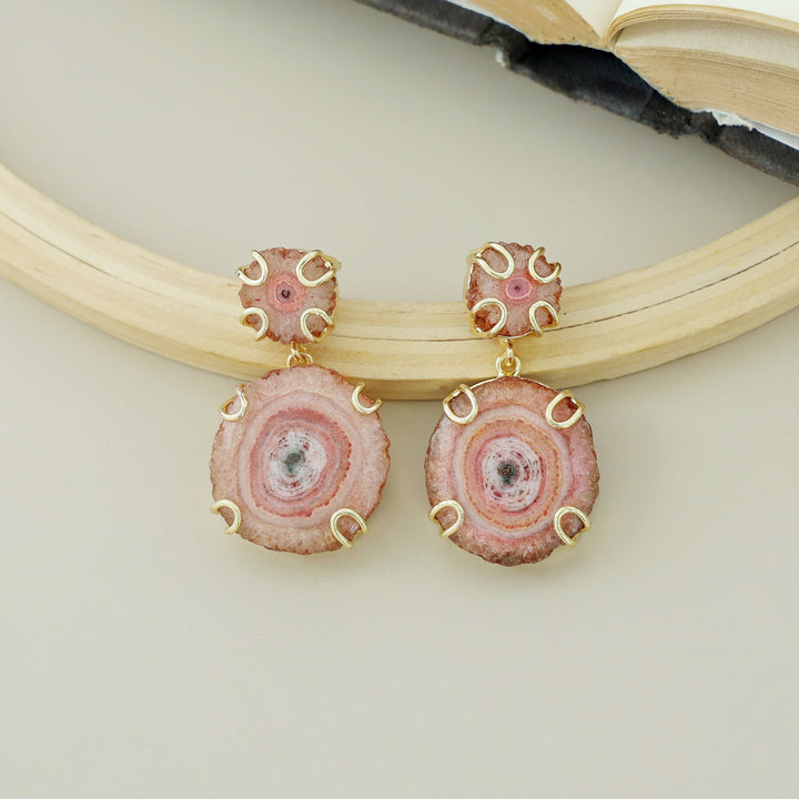 Carmilina 2 Layer Solar Agate Earring