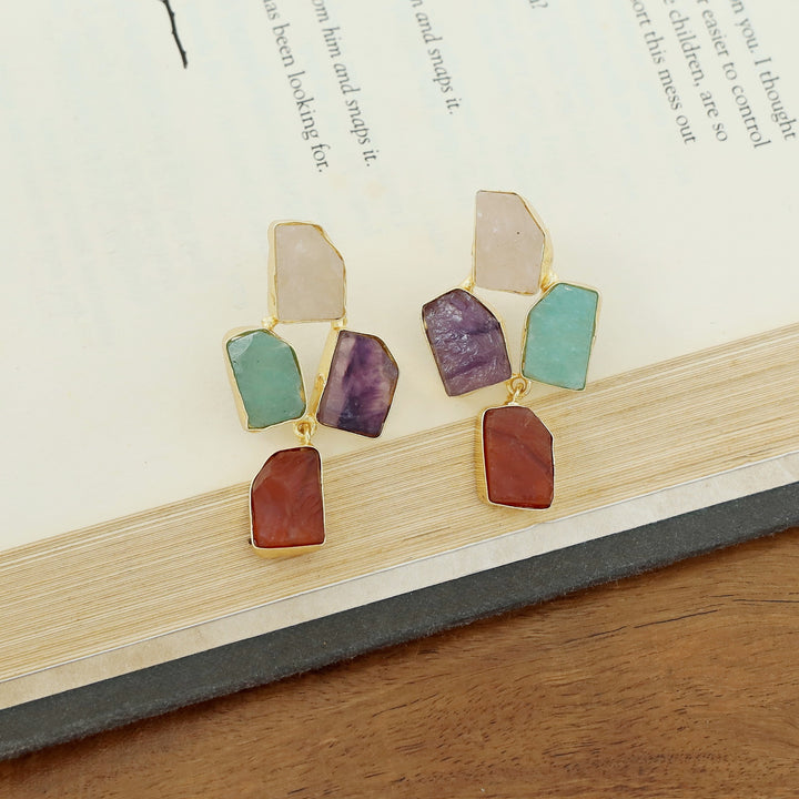 Suzy Golden Tetra Raw Stone Earring