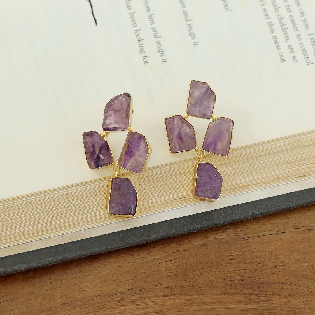 Suzy Golden Tetra Raw Stone Earring